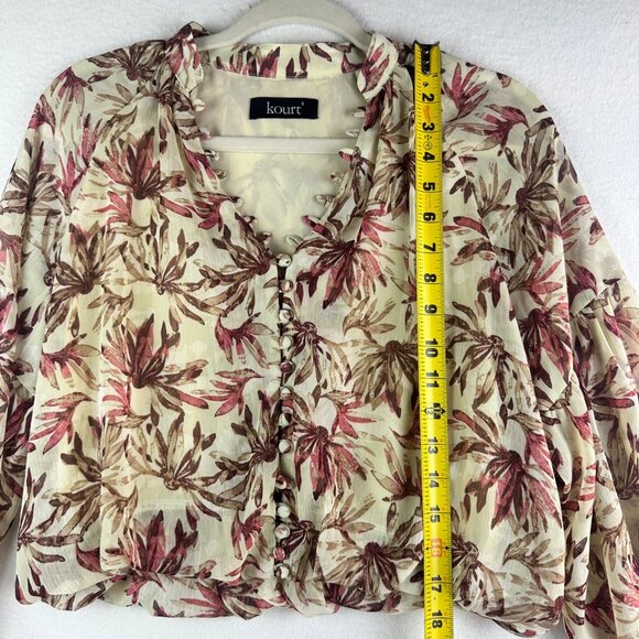 Kourt Blouse Womens Size Small Boho Floral Button Brunch Travel Beachy Tropical - Picture 5 of 12
